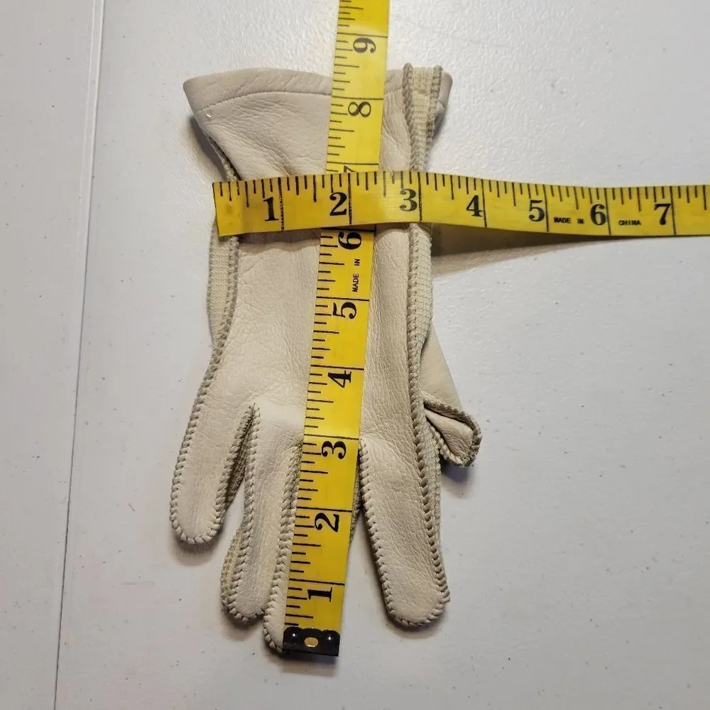 Vintage Deerskin Leather Bone Colored Leather Driving Gloves